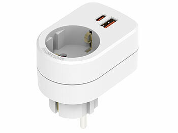 revolt 4er-Set 3in1-Steckdose, USB-C mit PD 20 W, USB-A mit QC 3.0 15 W, 230V