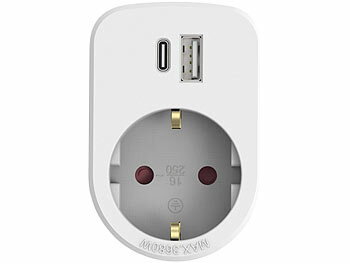 revolt 4er-Set 3in1-Steckdose, USB-C mit PD 20 W, USB-A mit QC 3.0 15 W, 230V