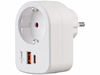 revolt 4er-Set 3in1-Steckdose, USB-C mit PD 20 W, USB-A mit QC 3.0 15 W, 230V