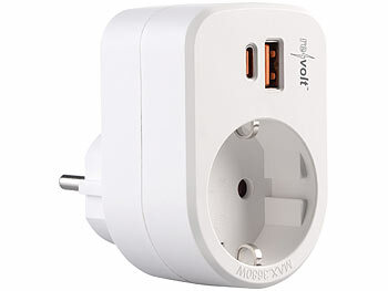 revolt 4er-Set 3in1-Steckdose, USB-C mit PD 20 W, USB-A mit QC 3.0 15 W, 230V