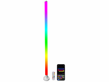 Luminea Home Control 2er-Set Smarte WLAN-Standleuchte mit RGB-IC-LEDs, App, 10 W, 150 cm