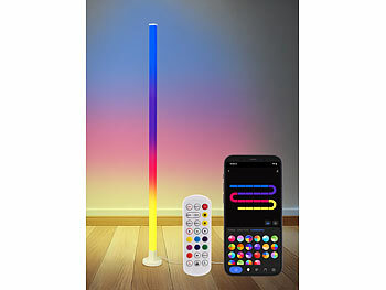 Luminea Home Control 2er-Set Smarte WLAN-Standleuchte mit RGB-IC-LEDs, App, 10 W, 150 cm