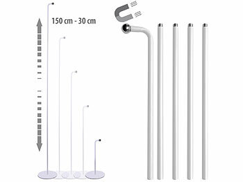 Lunartec Magnetischer Bodenständer für 3in1 Akku-Lampe, 150 cm, weiß 