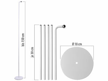 Lunartec Magnetischer Bodenständer für 3in1 Akku-Lampe, 150 cm, weiß 