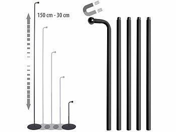 Lunartec Magnetischer Bodenständer für 3in1 Akku-Lampe, 150 cm, schwarz 