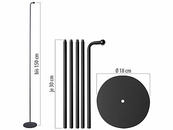 Lunartec Magnetischer Bodenständer für 3in1 Akku-Lampe, 150 cm, schwarz 