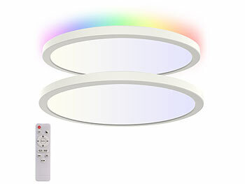 Deckenleuchte LED Panel: Luminea 2er-Set Slim-CCT-LED-Deckenleuchten, RGB-Hintergrundlicht,dimmbar,IP44
