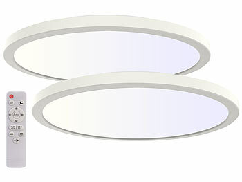 LED-Deckenlampe Küche: Luminea 2er-Set Slim-CCT-LED-Deckenleuchten, Schalter für Lichtfarbe / W, IP44