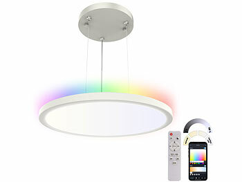 Smarte Deckenlampe: Luminea Home Control Super Slim WLAN-CCT-LED-Deckenlampe, 24 Watt, App, Hängehalterung