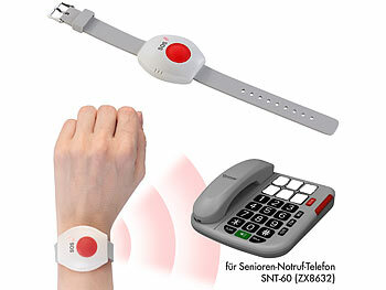 simvalley Senioren-Notruf-Telefon, Funk-SOS-Taster & zusätzliches SOS-Armband