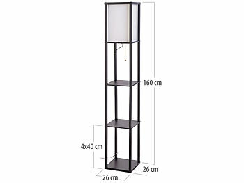 Stehlampe aus Holz mit integriertem Regal, E27-Sockel