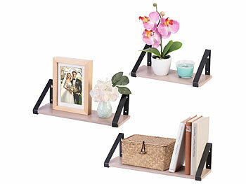 Wand-Regal-Sets: Carlo Milano 3er-Set Wandregale, schwimmender Boden, 3 Größen, hellbraun