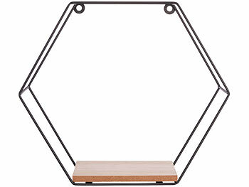 Carlo Milano 3er-Set Hexagon-Metall-Wandregale, 3 verschiedene Größen, schwarz