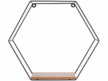 Carlo Milano 3er-Set Hexagon-Metall-Wandregale, 3 verschiedene Größen, schwarz