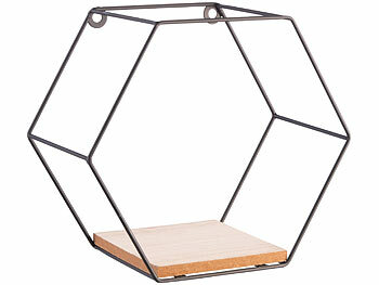 Carlo Milano 3er-Set Hexagon-Metall-Wandregale, 3 verschiedene Größen, schwarz