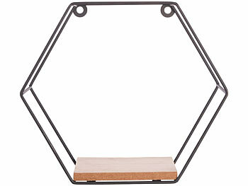 Carlo Milano 3er-Set Hexagon-Metall-Wandregale, 3 verschiedene Größen, schwarz