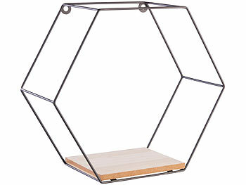 Carlo Milano 3er-Set Hexagon-Metall-Wandregale, 3 verschiedene Größen, schwarz