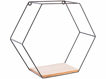 Carlo Milano 3er-Set Hexagon-Metall-Wandregale, 3 verschiedene Größen, schwarz
