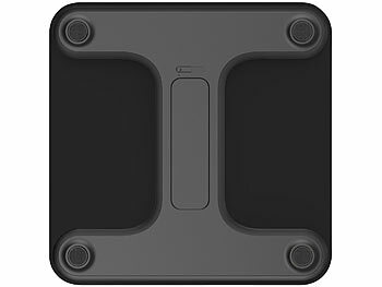 newgen medicals Smarte Solar-Akku-Körperfettwaage aus Glas, mit App, LCD, bis 180 kg