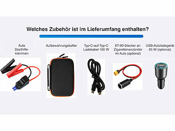 revolt 3in1-Kfz-Starthilfe & Powerbank, LiFePO4, 60 Ah, 600 A, 100 W PD, LED