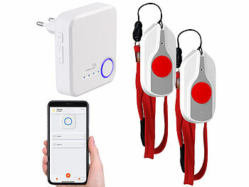 SOS-Notruftaste: CASAcontrol Smartes SOS-Notrufknopf-Set für Senioren, 2x Sender, 1x Empfänger, App