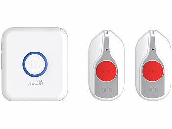 CASAcontrol SOS-Notrufknopf-Set für Senioren, 8x Sender, 1x Empfänger, 110dB, IP44