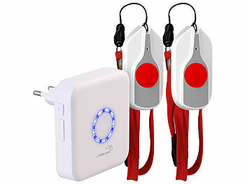 CASAcontrol SOS-Notrufknopf-Set für Senioren, 8x Sender, 1x Empfänger, 110dB, IP44