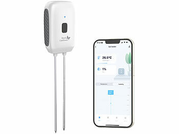 Royal Gardineer 4er-Set Boden-Feuchtigkeits-/Temperatur-Sensoren, Bluetooth-komp., App