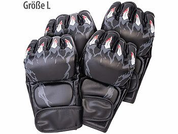 Thaihandschuhe: PEARL sports 2er-Set Halbfinger-Boxhandschuhe mit Knöchelpolsterung, Größe L 