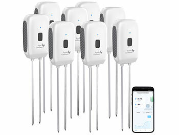 Topfpflanzen-Sensoren: Royal Gardineer 8er-Set Boden-Feuchtigkeits-/Temperatur-Sensoren,Bluetooth-komp., App