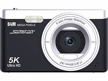 Somikon Digitale Kompaktkamera mit 64 MP, 5K, Autofokus, 16-facher Digitalzoom