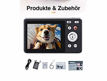 Somikon Digitale Kompaktkamera mit 64 MP, 5K, Autofokus, 16-facher Digitalzoom