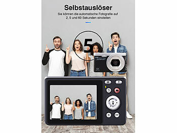 Somikon Digitale Kompaktkamera mit 64 MP, 5K, Autofokus, 16-facher Digitalzoom