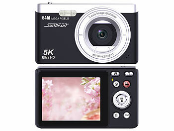 Somikon Digitale Kompaktkamera mit 64 MP, 5K, Autofokus, 16-facher Digitalzoom