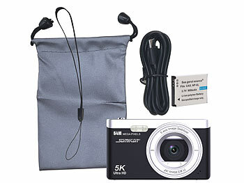 Somikon Digitale Kompaktkamera mit 64 MP, 5K, Autofokus, 16-facher Digitalzoom