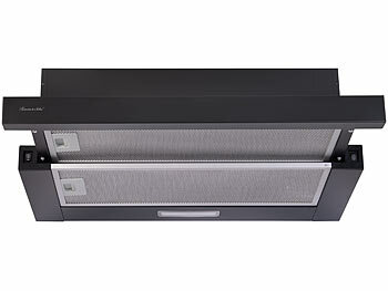 Dunstabzugshaube Einbau: Rosenstein & Söhne Flachschirm-Dunstabzugshaube, Umluft, 350m³/Std. Saugleistung, schwarz 