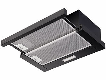 Rosenstein & Söhne Flachschirm-Dunstabzugshaube, Umluft, 350m³/Std. Saugleistung, schwarz 