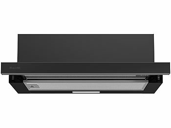 Rosenstein & Söhne Flachschirm-Dunstabzugshaube, Umluft, 350m³/Std. Saugleistung, schwarz 