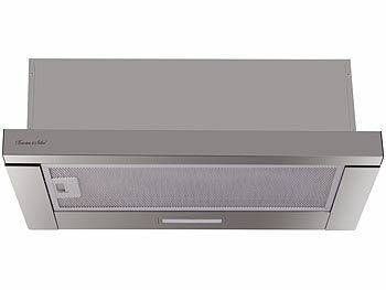Rosenstein & Söhne Flachschirm-Dunstabzugshaube, Umluft, 350m³/Std. Saugleistung, silber 
