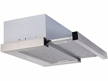 Abzugshaube: Rosenstein & Söhne Flachschirm-Dunstabzugshaube, Umluft, 350m³/Std. Saugleistung, silber 