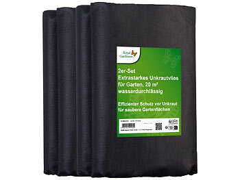 Unkrautflies: Royal Gardineer 4er-Set extrastarkes Unkrautvlies für Garten, 40 m², wasserdurchlässig 