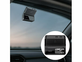 Lescars 4K-UHD-Dashcam, GPS, 1,47"-IPS-Display, G-Sensor, Rückfahrkamera, App