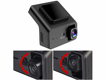 Lescars 4K-UHD-Dashcam, GPS, 1,47"-IPS-Display, G-Sensor, Rückfahrkamera, App