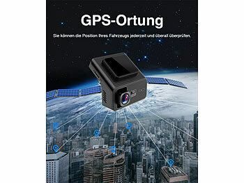 Lescars 4K-UHD-Dashcam, GPS, 1,47"-IPS-Display, G-Sensor, Rückfahrkamera, App