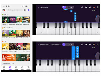 auvisio Faltbares Klavier, 88 halbgewichtete Leuchttasten, App, Tasche,Ständer 