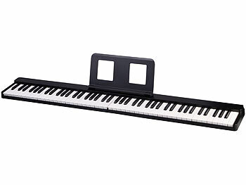 auvisio Faltbares Klavier, 88 halbgewichtete Leuchttasten, App, Tasche,Ständer 
