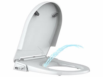 Toilettendeckel: BadeStern Bidet-Toilettensitz mit Doppeldüsen-System und Absenkautomatik, D-Form
