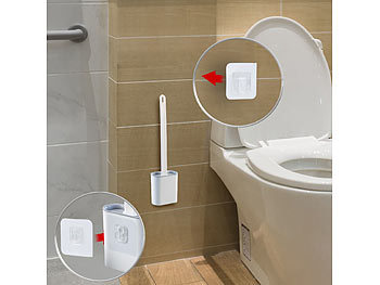 BadeStern 4er-Set WC-Silikonbürsten mit atmungsaktivem Bürstenhalter, weiß/grau