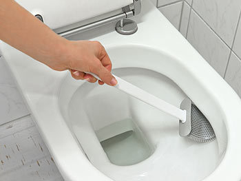BadeStern Silikon WC Bürste: 2er-Set WC-Silikonbürsten mit atmungsaktivem  Bürstenhalter, weiß/grau (WC Garnitur)