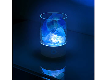 Lunartec Salzkristalllampe: 2er-Set RGB-LED-Tischleuchten: 7 Farben,  natürliche Salzkristalle, 3 W (Atmosphärenlampen)